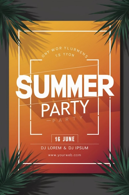 un cartel para la fiesta de verano con palmeras y un letrero para la festa de verano