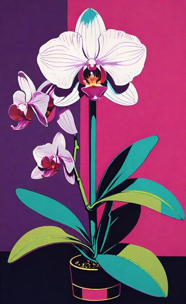 Foto un cartel con una flor y la palabra orquídea en él