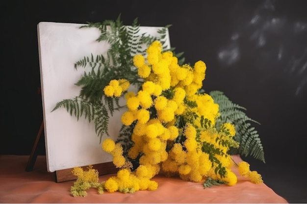 Cartel con flores de mimosa para eventos de la iglesia u ocasiones especiales