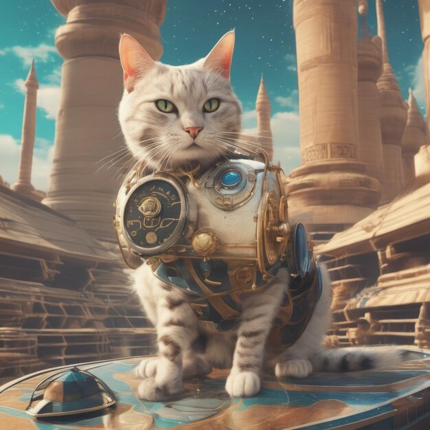 El cartel del gato Steampunk