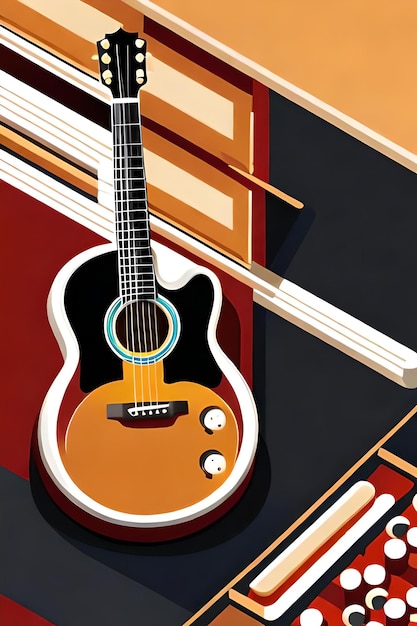 Cartel de guitarra clásica retro cartel de música de estilo retro