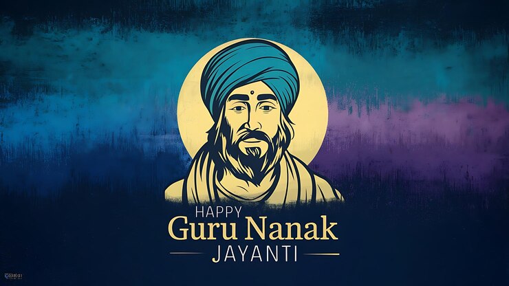 Foto el cartel de guru nanak jayanti el estandarte del guru nanak