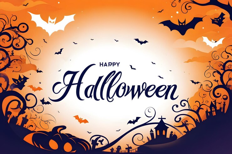 un cartel para Halloween con una calabaza en él