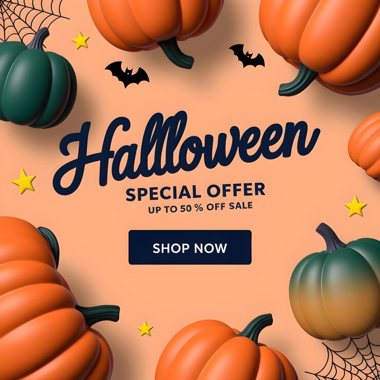 un cartel de halloween con calabazas