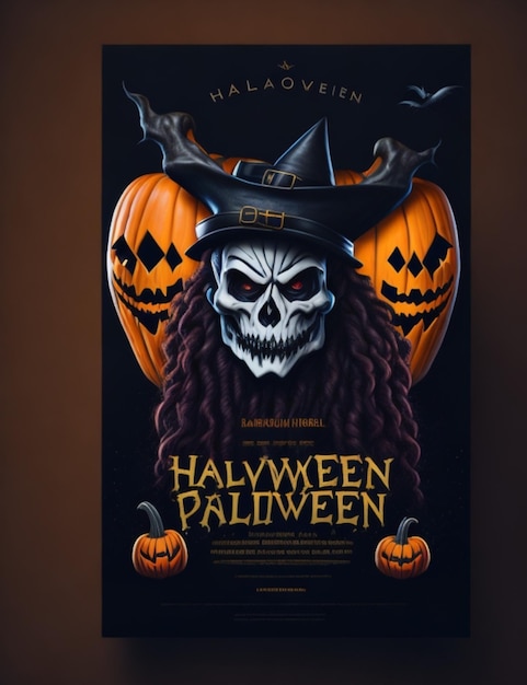 un cartel de halloween con una calavera