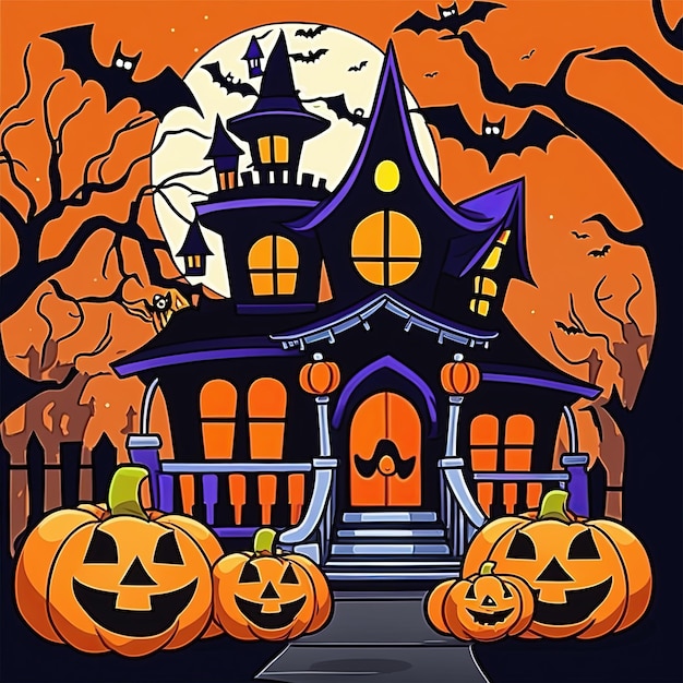El cartel de Halloween de dibujos animados