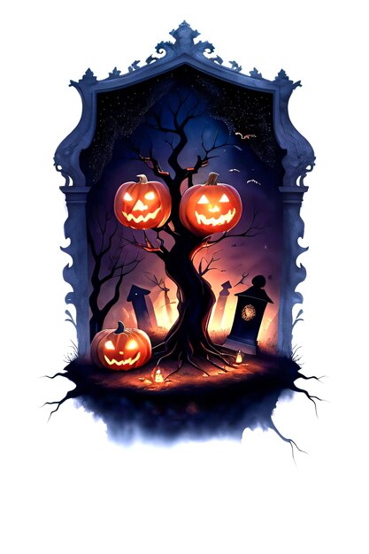 Cartel de Halloween con fondo de calabaza