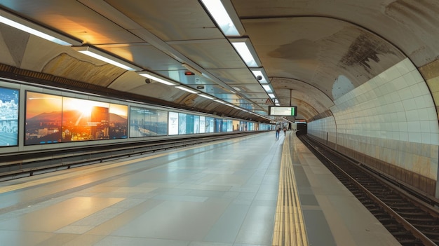 El cartel horizontal en la estación de metro es grande