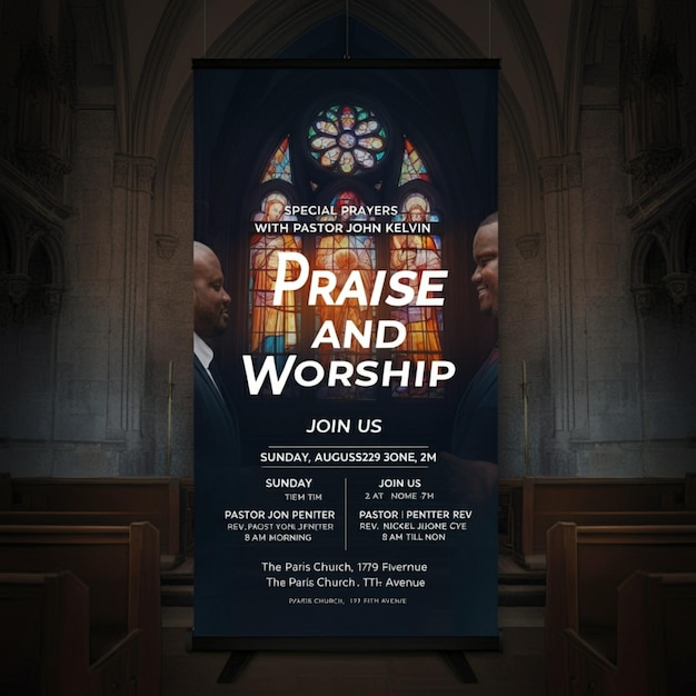 un cartel para la iglesia y la adoración de la adoración