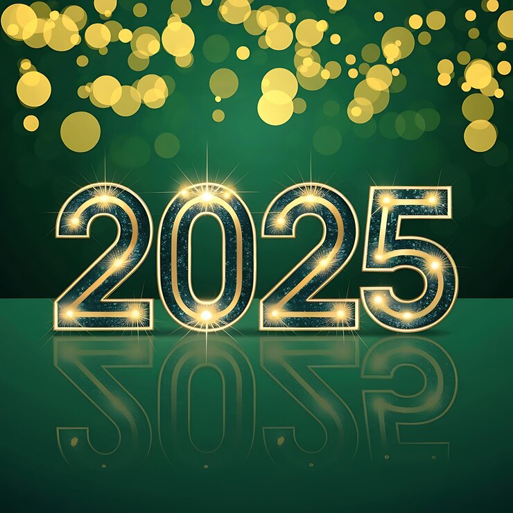 Un cartel iluminado que dice 2025 en él Feliz año nuevo 2025 desea fondo celebración del año nuevo