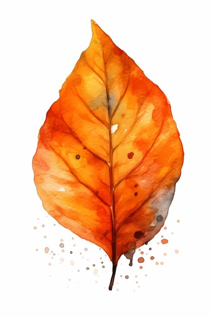 cartel de ilustración de acuarela de hoja de naranja