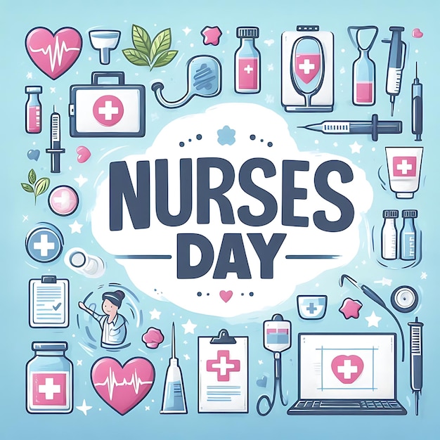 Foto un cartel con una imagen del día de las enfermeras