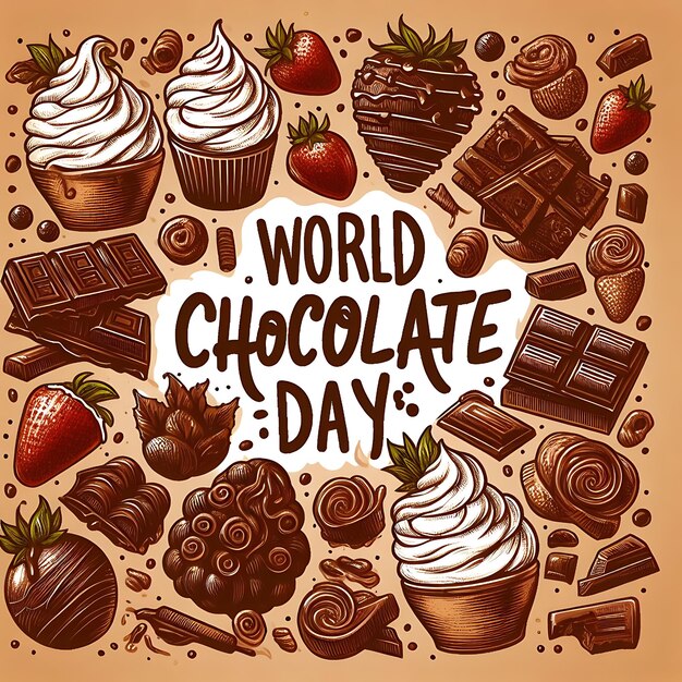 un cartel con una imagen de un día mundial del chocolate