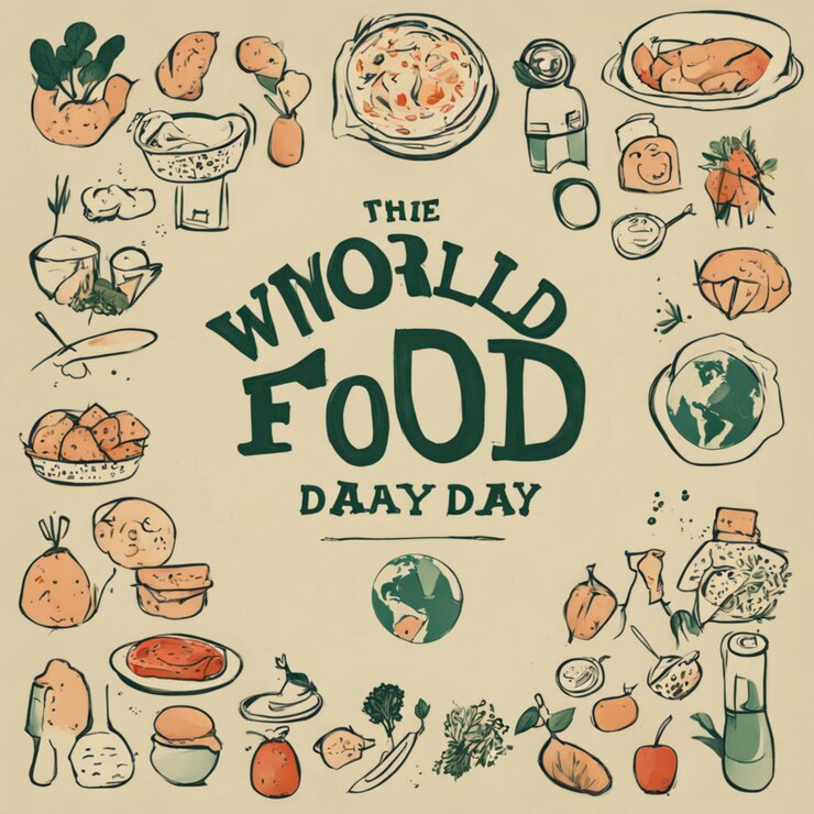 un cartel con una imagen de un día mundial de la comida