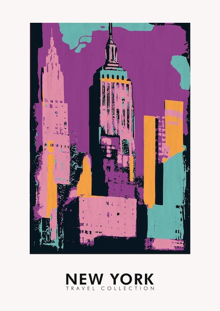 Cartel imprimible de la ciudad de Nueva York del viaje del vintage del efecto del grunge