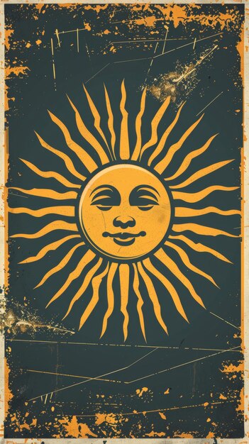 Foto un cartel de inspiración retro con un símbolo solar vintage y las palabras energía solar estilo italiano ilustración generada por ia