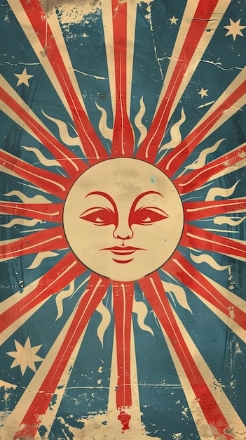 Foto un cartel de inspiración retro con un símbolo solar vintage y las palabras energía solar estilo italiano ilustración generada por ia