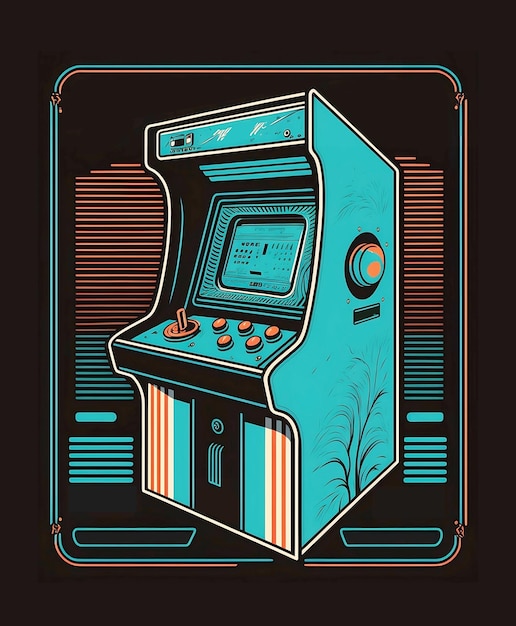 Cartel de juegos retro Ilustración de gabinete de arcade