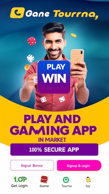 un cartel para jugar y ganar juego y ganar y ganar