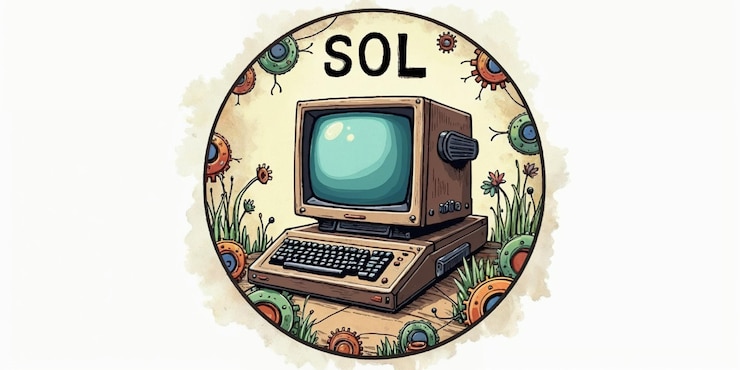 Foto un cartel para el logotipo de una computadora con las palabras sol