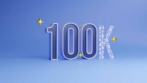 Cartel de logro de las redes sociales de celebración de 100k seguidores