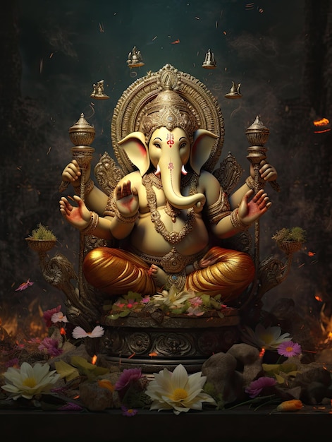 Cartel de Lord Ganesh para Ganesh Chaturthi, un festival religioso indio