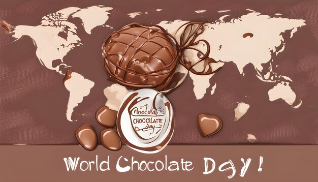 un cartel con un mapa del mundo y chocolates