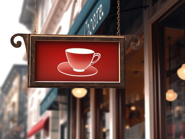 Foto cartel de maqueta en blanco en el tablero publicitario de la cafetería ia generativa