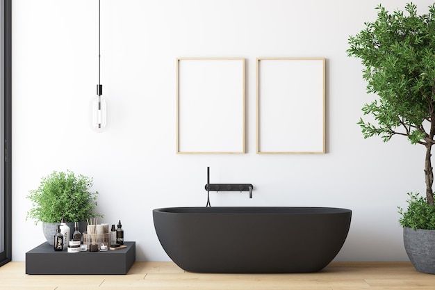 Cartel de maqueta en maqueta de baño de estilo moderno