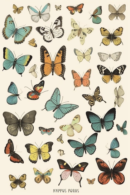 Un cartel de mariposas y mariposas.