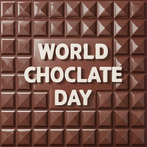 un cartel marrón que dice el día mundial del chocolate