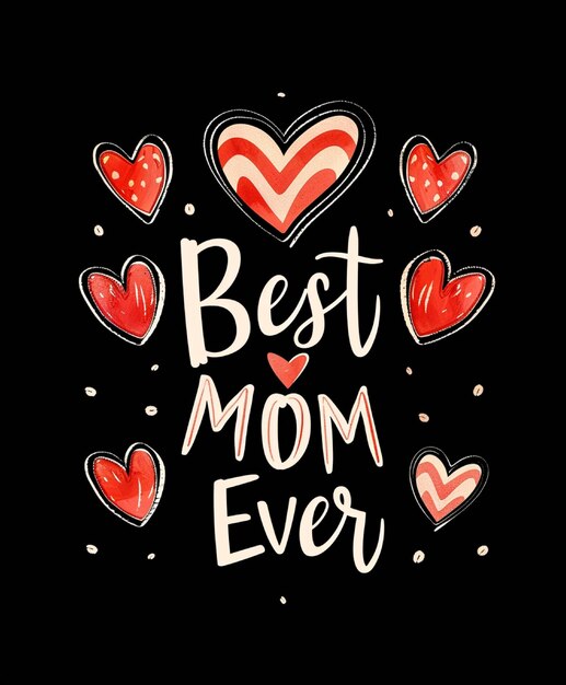 Foto un cartel para las mejores mamás con corazones y una cita de la mejor mamá