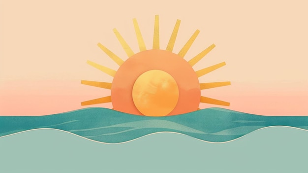 Foto un cartel minimalista con un icono del sol y las palabras energía renovable estilo italiano ilustración generada por ia