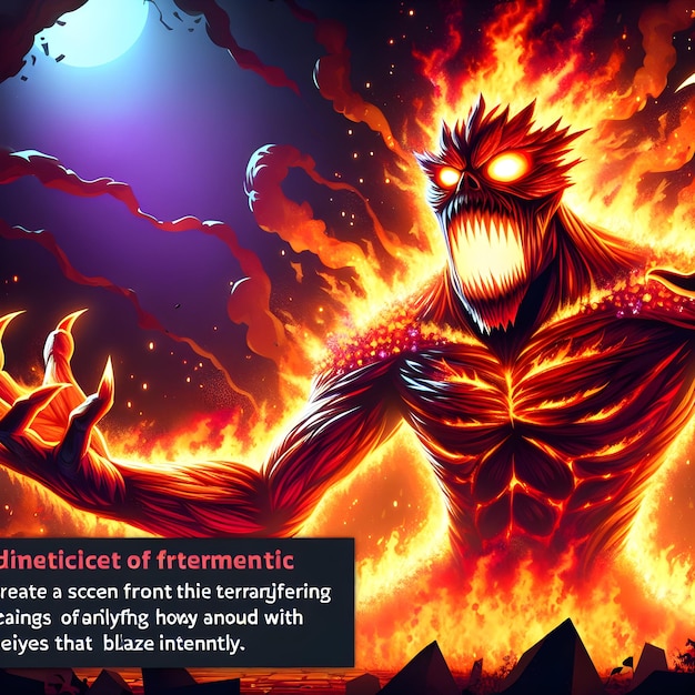 Foto un cartel para un monstruo con un fuego en el fondo