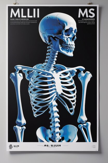 Foto un cartel para mslulin en un espacio con una imagen de un esqueleto