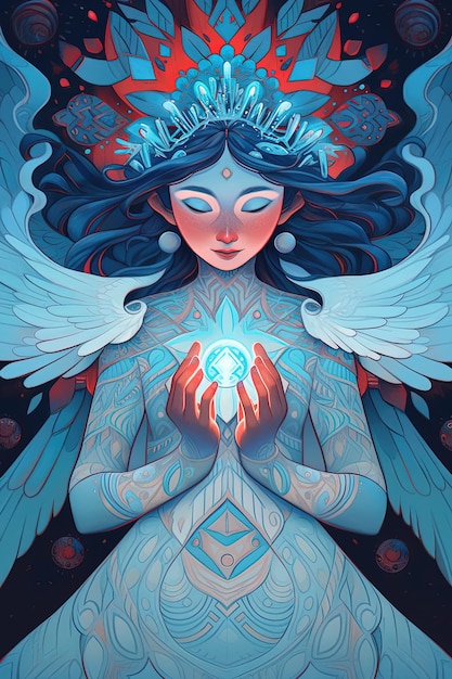 un cartel de una mujer con alas que dice ángel