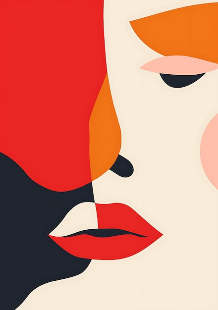 Foto un cartel para una mujer con labios rojos y labios rosados