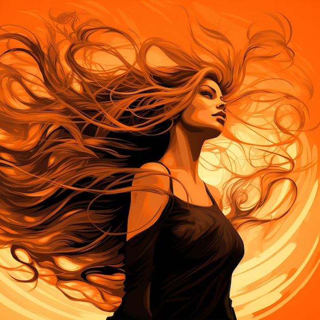 Un cartel con una mujer moviendo el cabello como un comercial de belleza