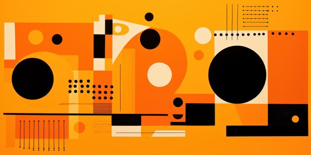 Foto un cartel naranja con varios elementos de diseño abstractos en el estilo del pop art minimalis brillante