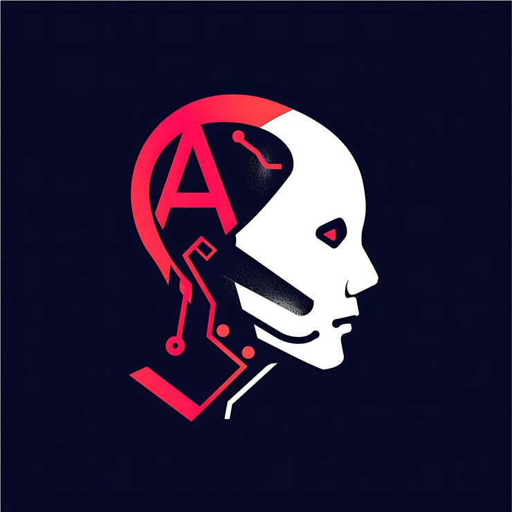 Foto un cartel negro y rojo con una cabeza humana y un logotipo rojo y blanco