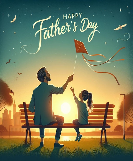 un cartel para padre e hija con una cometa que dice feliz día del padre