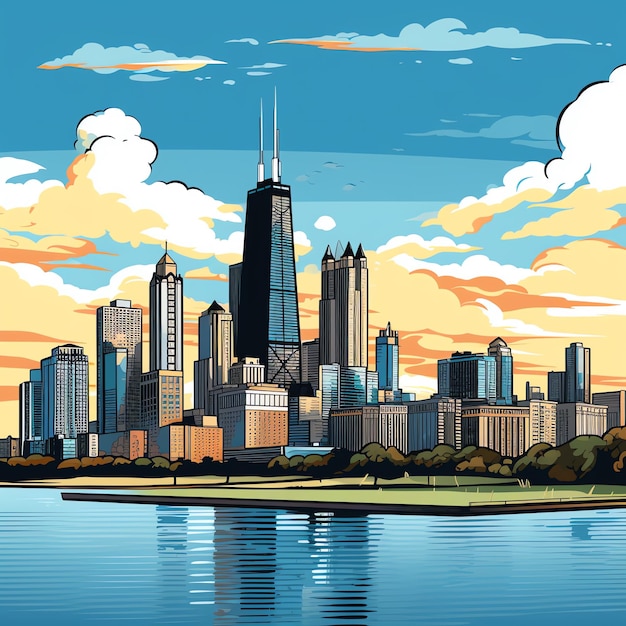 Foto el cartel del paisaje de chicago