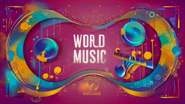 un cartel con la palabra música mundial en él