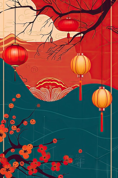Foto cartel de papel tapiz de fondo de año nuevo chino