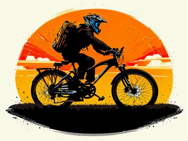 Un cartel para un paseo en bicicleta con un hombre montando una bicicleta.