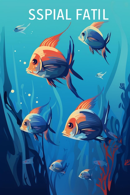 un cartel con peces nadando en el agua