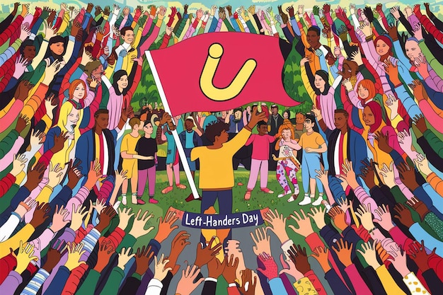 un cartel con una persona sosteniendo una bandera que dice u walk