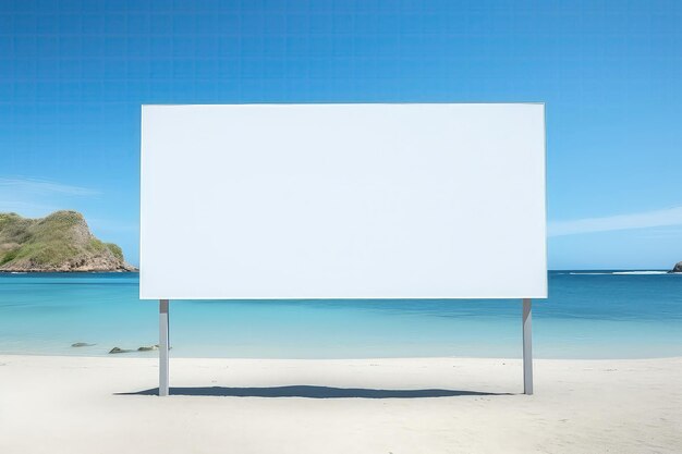 Foto cartel en la playa con el mar en el fondo