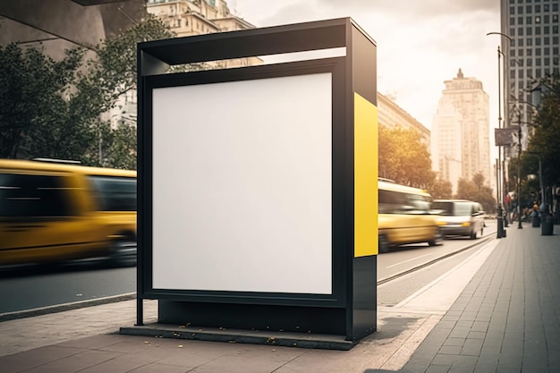 Cartel de publicidad exterior en blanco Maqueta de cartelera en la calle IA generativa