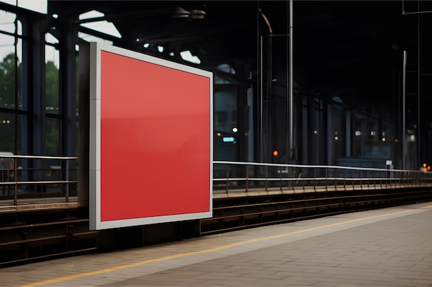 cartel publicitario en blanco cartel de publicidad estandarte estandarte maqueta en la estación de tren pantalla de caja de luz digital